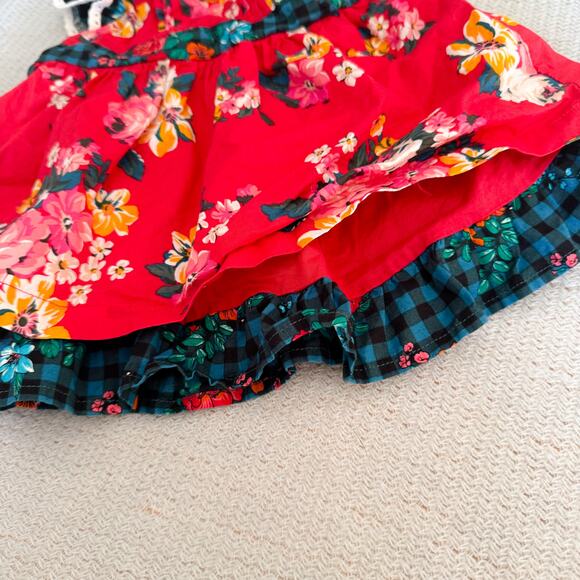 Matilda Jane Red + Green Sugar Plum Holiday Floral Ruffle Dress - 3 to 6 Months - Picture 3 of 9